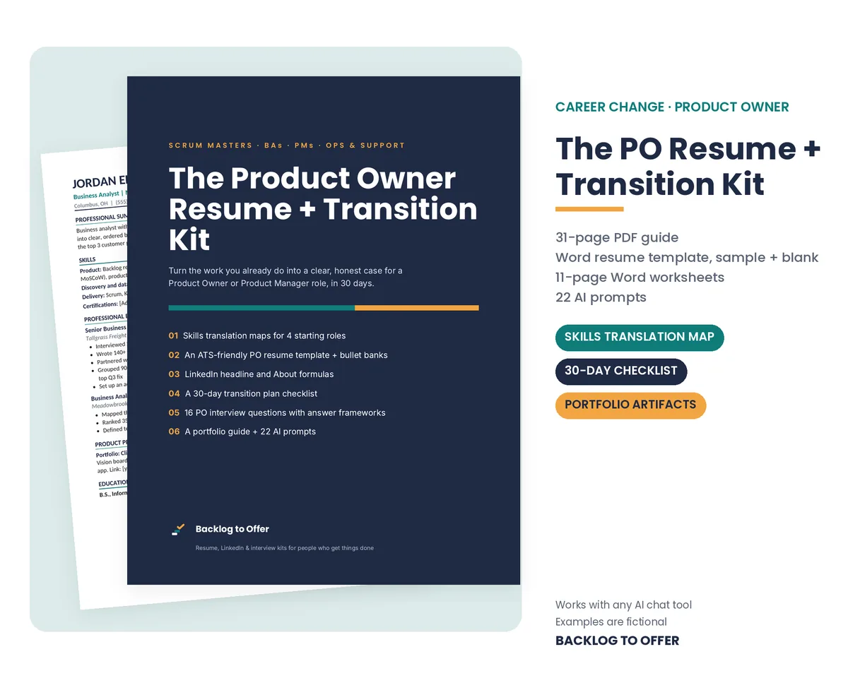 The PO Resume + Transition Kit preview