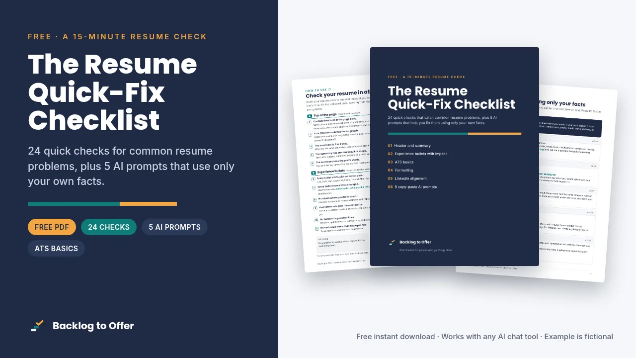 The Resume Quick-Fix Checklist cover and inside pages