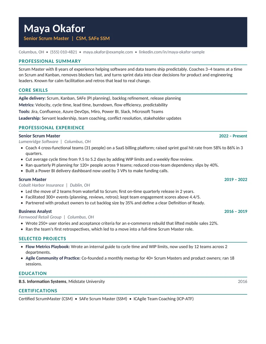 Page 1: the resume (sample)