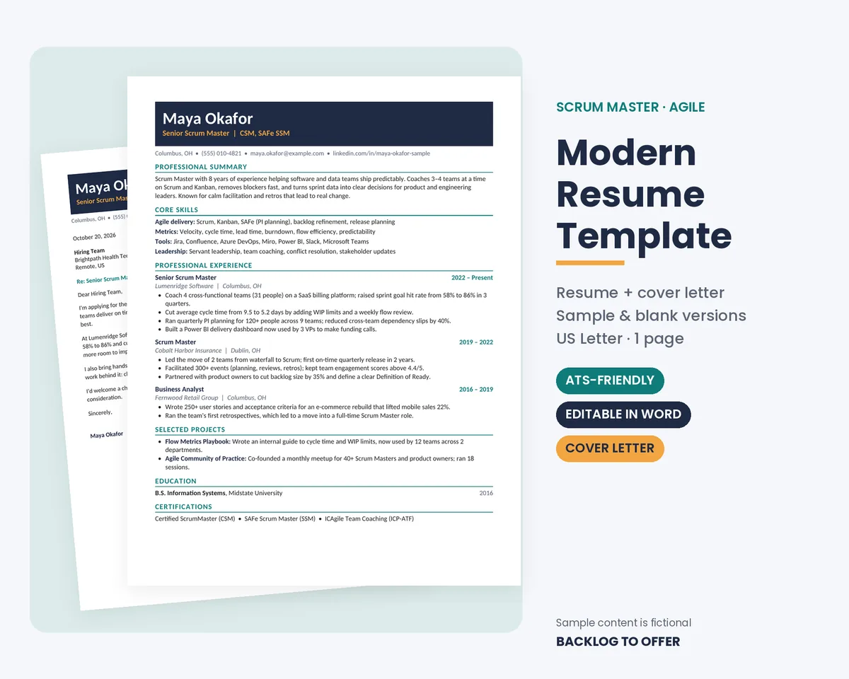 Sprint: Modern Scrum Master Resume preview