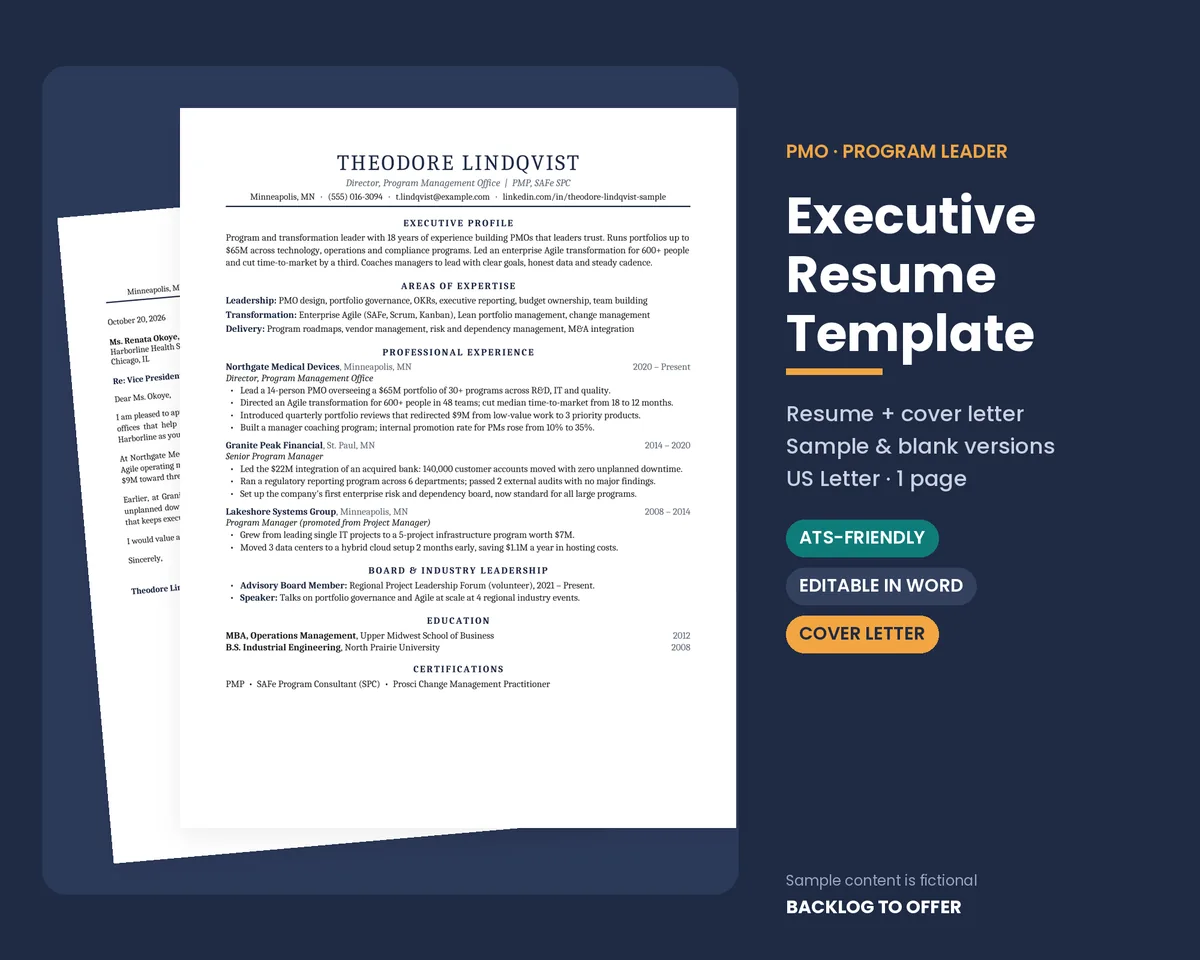 Charter: Executive Program and PMO Resume preview