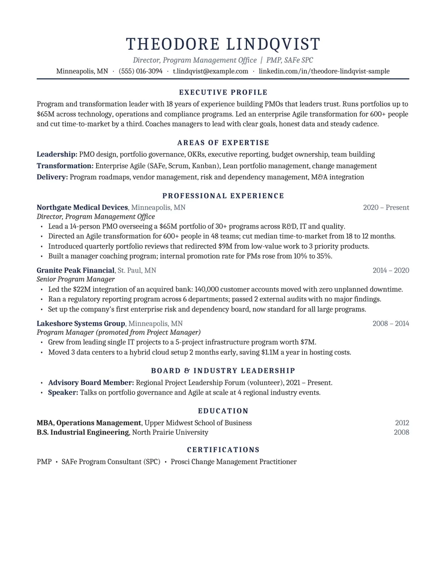 Page 1: the resume (sample)